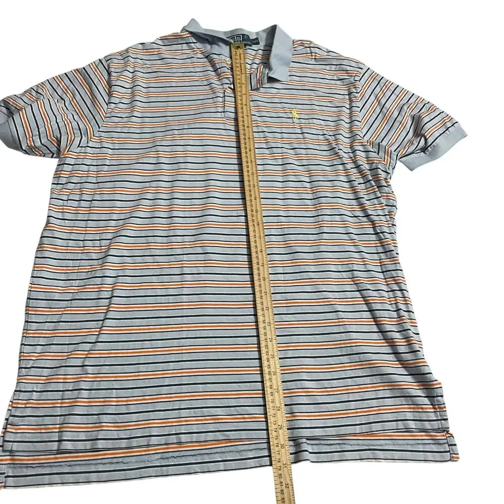 Polo By Ralph Lauren Mens Shirt Size XXL Blue Orange White Striped Polo Shirt